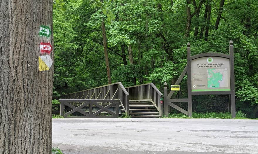 Drewniana Droga: Skała - Ojców. Dojście "drewnianej drogi" do Ojcowa