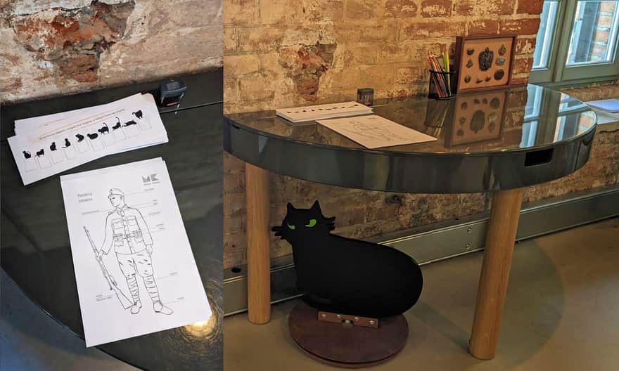 Fort Jugowice i Muzeum Harcerstwa z dziećmi - kolorowanki i zabawa w szukanie kotów