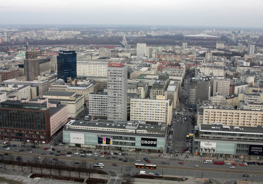 Widok w kierunku mostu Świętokrzyskiego i Stadionu Narodowego