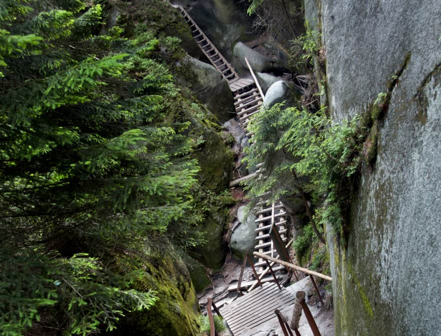 Adrspach Rocks. Stairs in higher parts